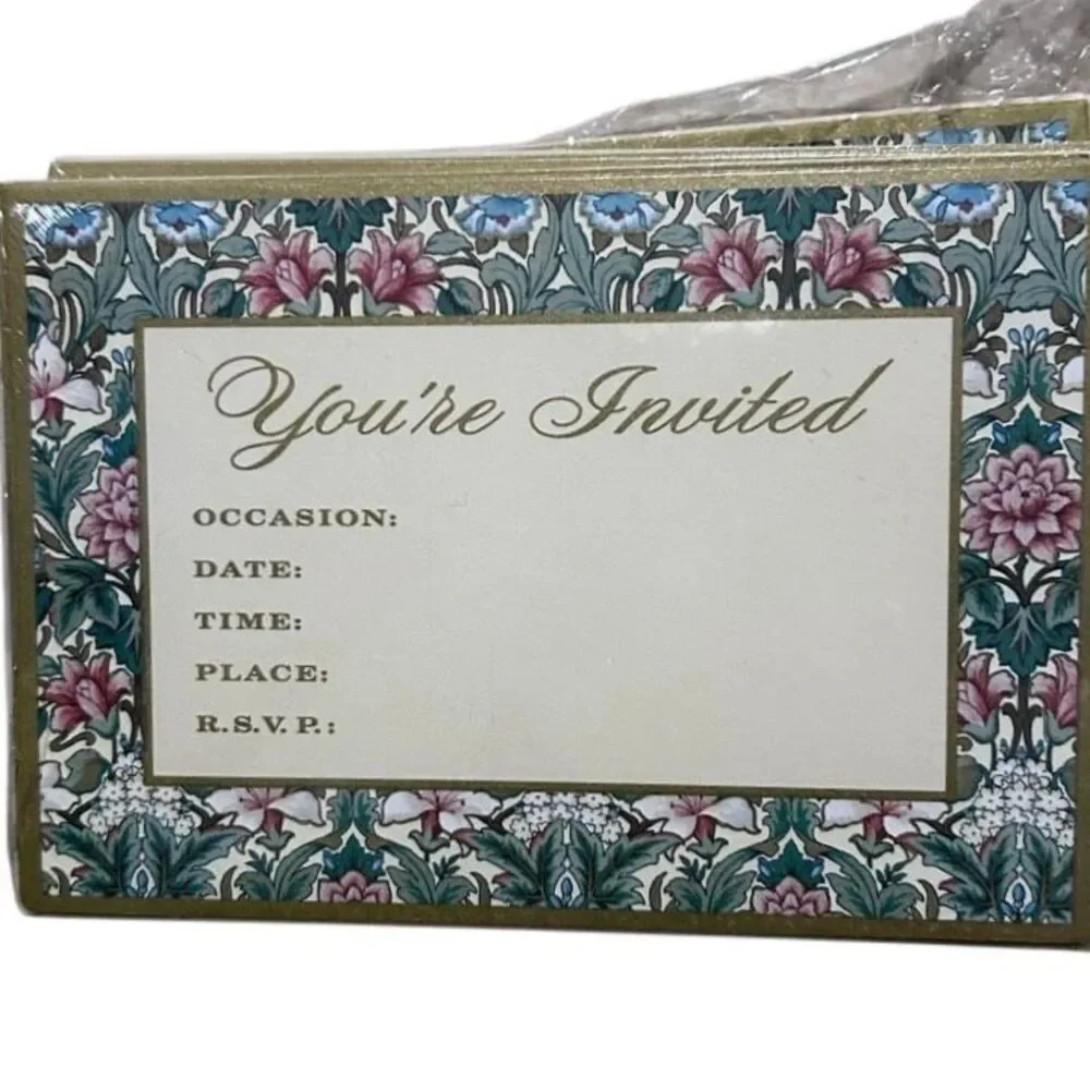 NWT 3 Pack of Vtg Hallmark Party Invitations Multicolor Floral Gold 8 Pcs/Pack